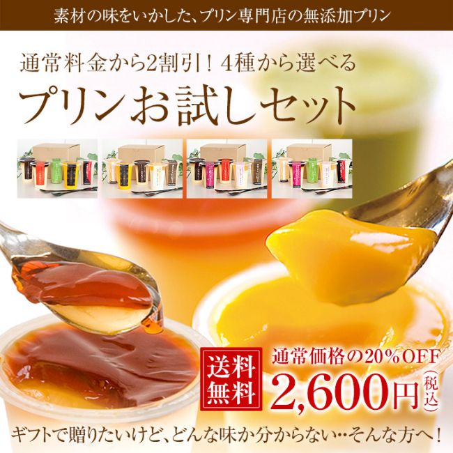 【送料無料】プリンのお試しセット（おひとり様何度でもご利用可！） 　※熨斗・包装不可